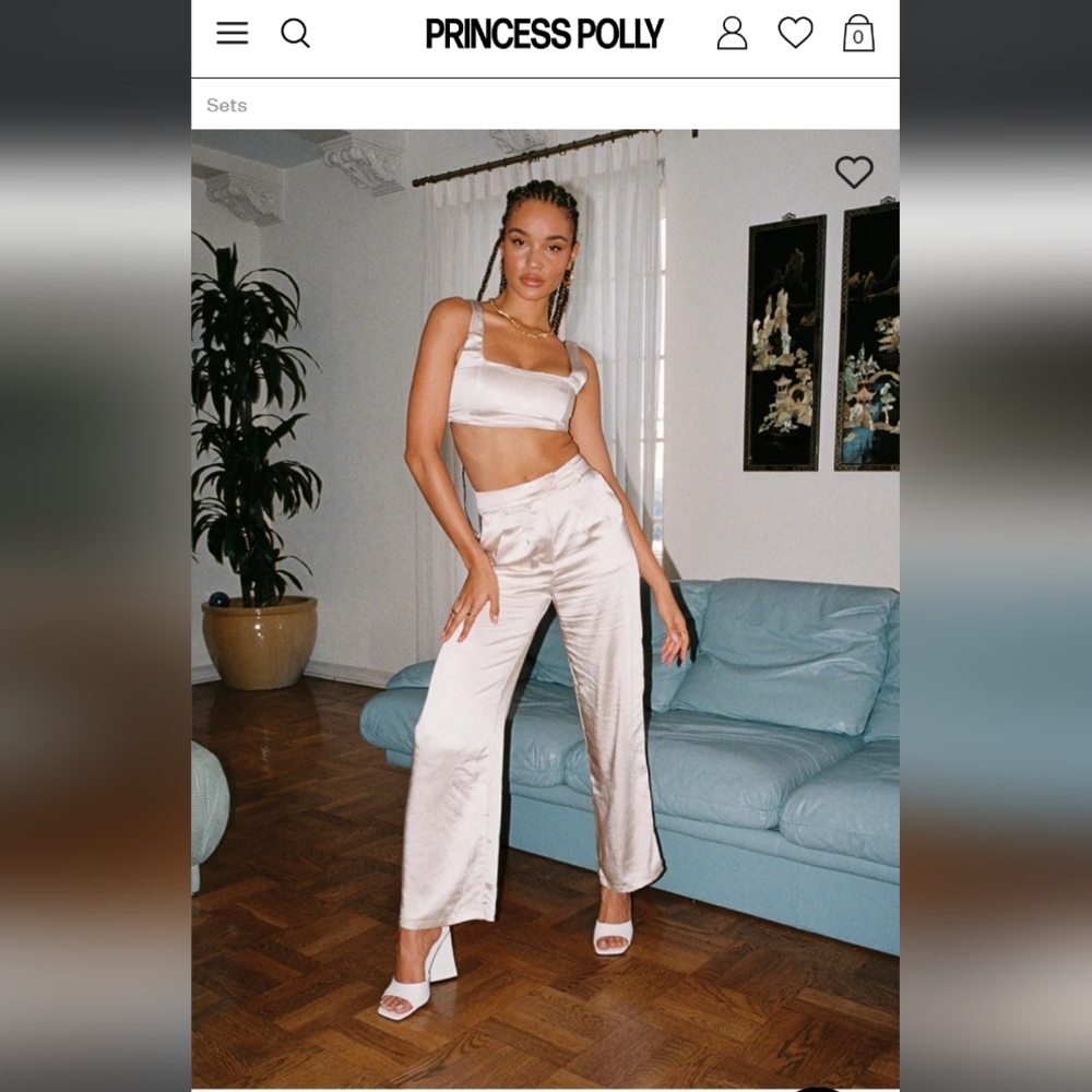 Princess Polly Cream Wide Leg Pants